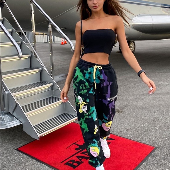 Bananas monkey tie dye sweatpants small - Picture 1 of 9